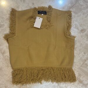 Miss Alice legant Tan Fringed Crop Top